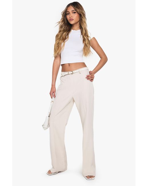 Boohoo White Fit And Flare Tailored Trousers