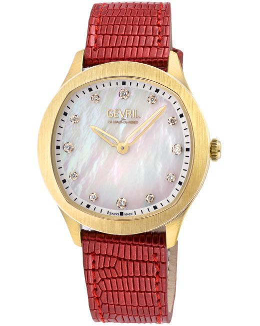 Gevril Gray Morcote Swiss Diamond Watch Mop, Genuine Italian Leather