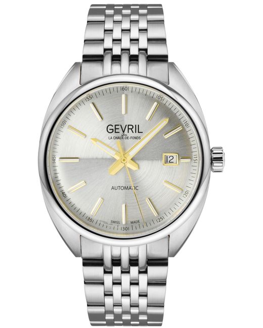 Gevril Gray Five Points 48702 Swiss Made Automatic Sellita Sw200 Stainless Steel Luminous Date Watch for men