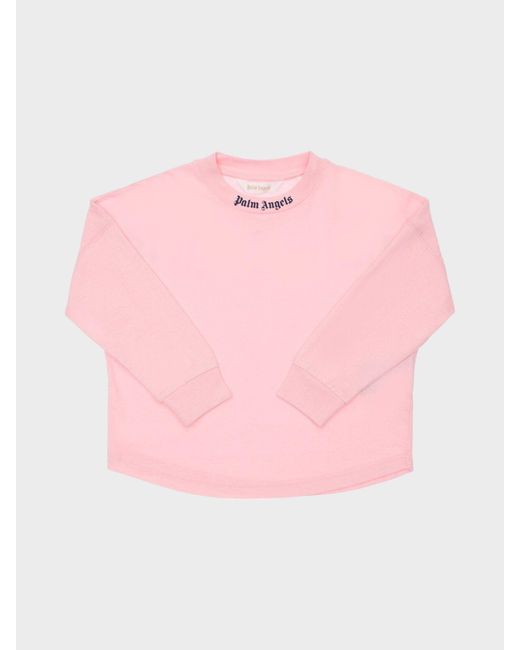 Palm Angels Pink Classic Logo Long Sleeve Tee 'Almond Blossom'
