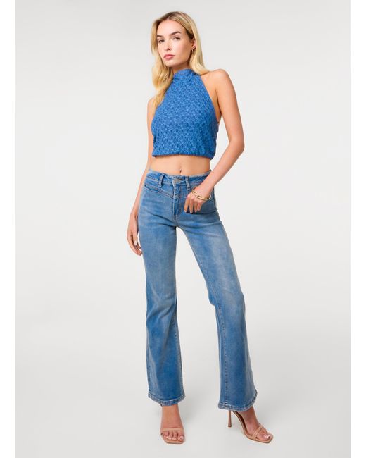 Pink Vanilla Blue Lace Halter Neck Top