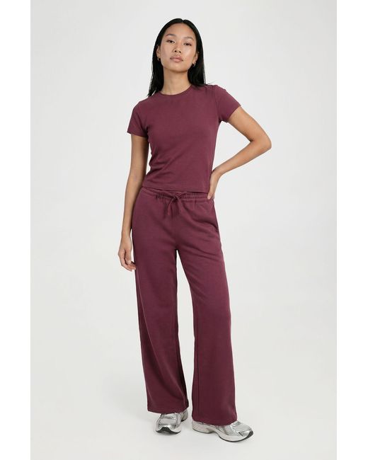 Boohoo Red Cap Sleeve Fitted Top And Straight Leg Jogger Tracksuit