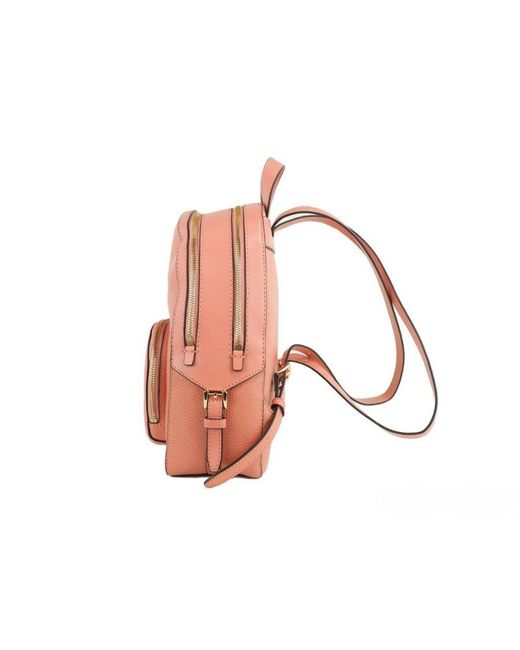 Michael Kors Pink Jaycee Medium Sherbert Pebbled Leather Zip Pocket Backpack Bookbag
