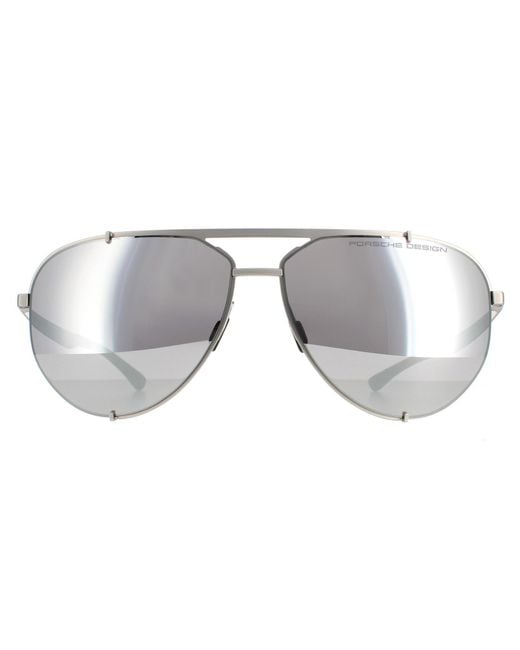 Porsche Design Zonnebril P8920 B Palladium Zwart Mercury Silver Mirror in het Gray voor heren