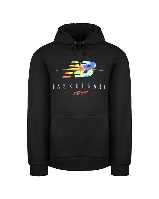 New Balance Black Basketball Pullover Long Sleeve Seismic Hoodie Mt03617 Bk Cotton for men