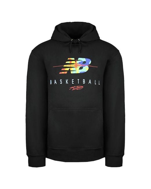 New Balance Black Basketball Pullover Long Sleeve Seismic Hoodie Mt03617 Bk Cotton for men