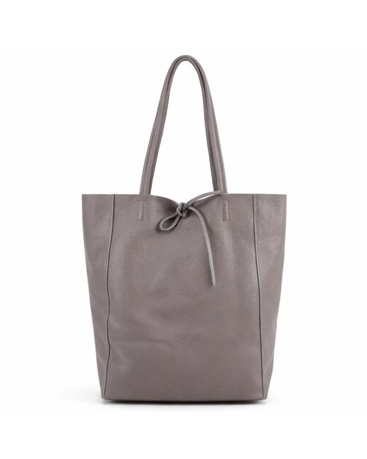 Woodland Leathers Gray Genuine Italian Leather Tote Bag Large Soft Shoulder Handbag