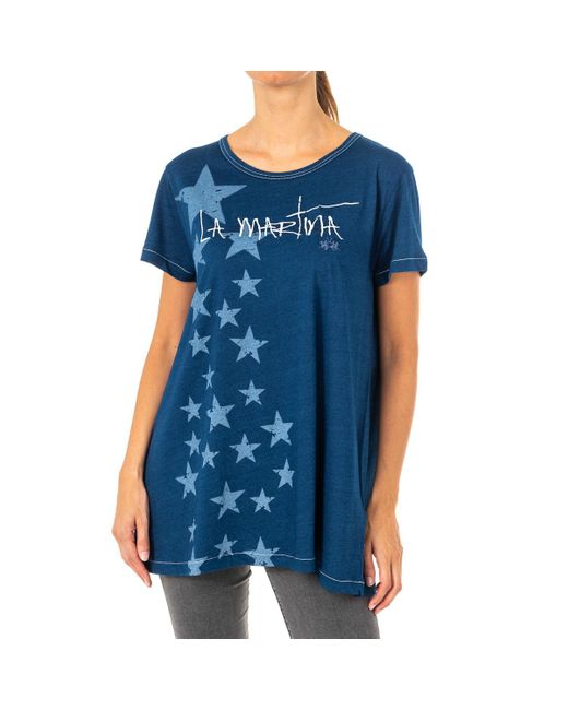 La Martina Blue Short Sleeve Round Neck T-Shirt Lwr304