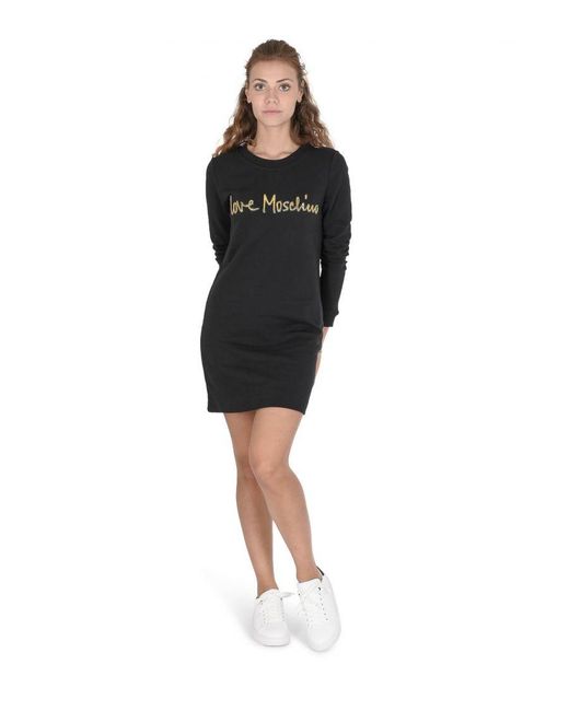 Love Moschino Black Long Sleeve Sweatshirt Dress