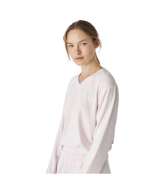 J&j Brothers White Jjb5 Soft Knit V-Neck Long Sleeve Pajamas