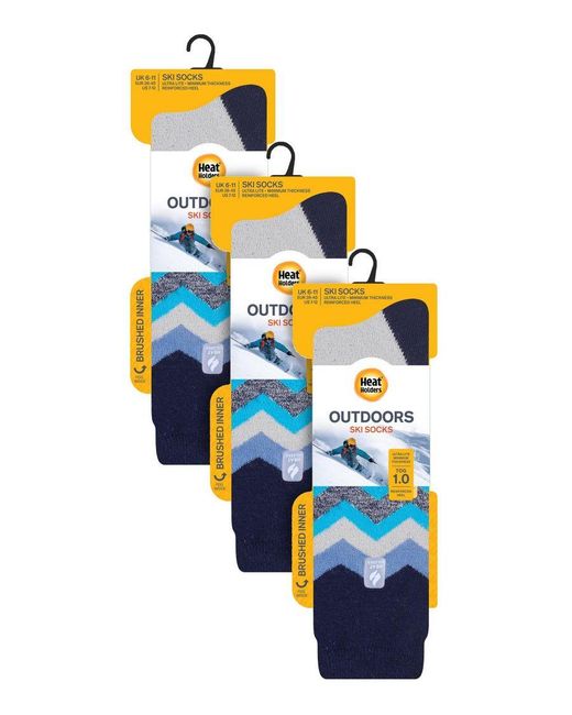 Heat Holders Blue 3 Pair Multipack Ultra Lite Ski Socks for men
