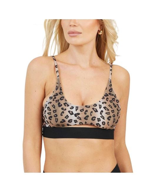 Brave Soul Black Ladies Leopard Print Bikini Top