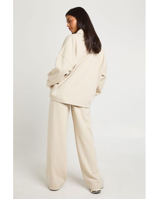 Boohoo Natural Interlock Straight Leg Jogger