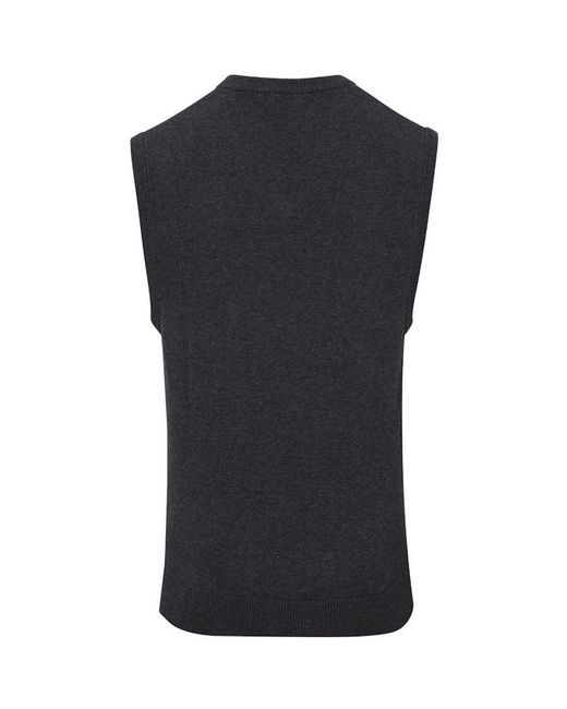 PREMIER Black Sleeveless Cotton Acrylic V Neck Sweater for men