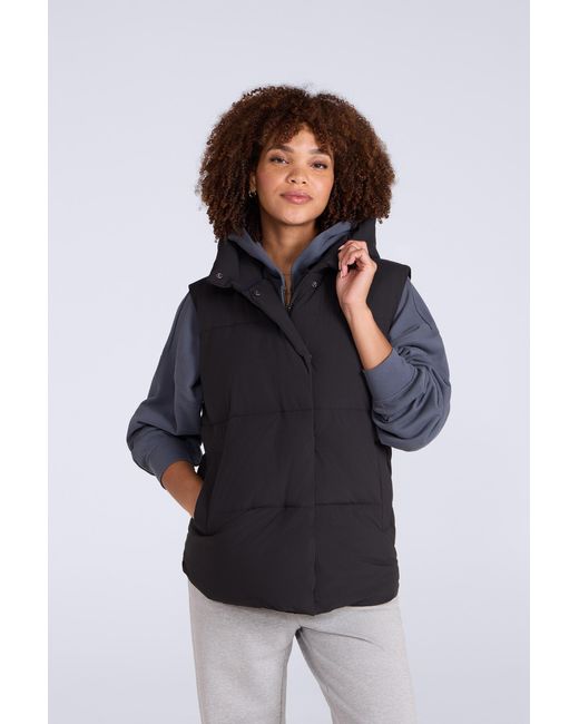 Mountain Warehouse Black 'Oslo' Padded Gilet Hooded Warm Funnel Neck Windproof Sleeveless Jacket