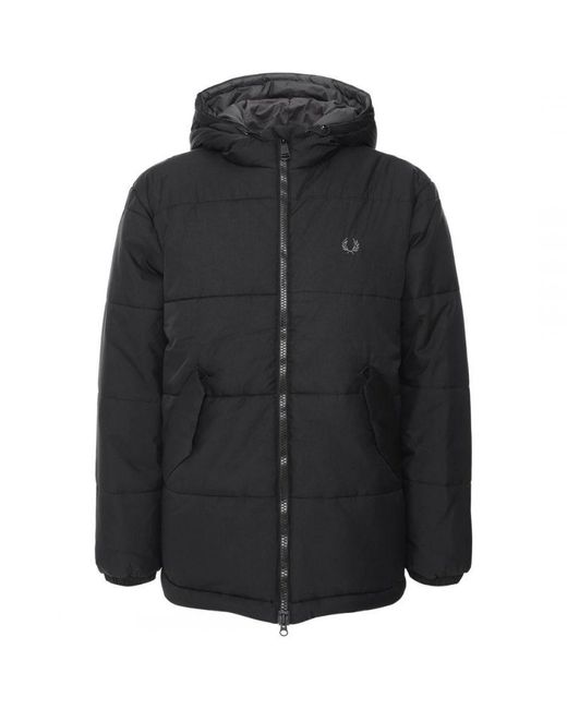 Fred Perry Black Primaloft Isulated Hooded Jacket for men