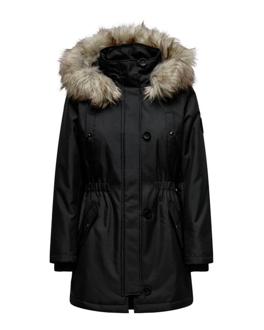 ONLY Winterparka Jas Met Capuchon Lange Mouw in het Black