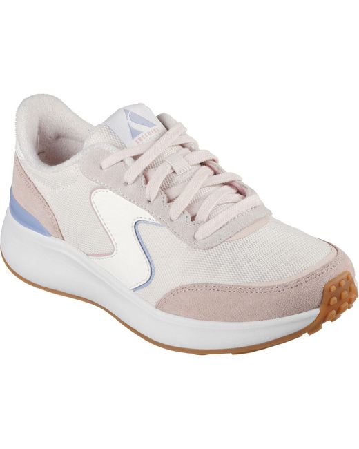 Skechers White Blvd Retro Runner Leather Trainers