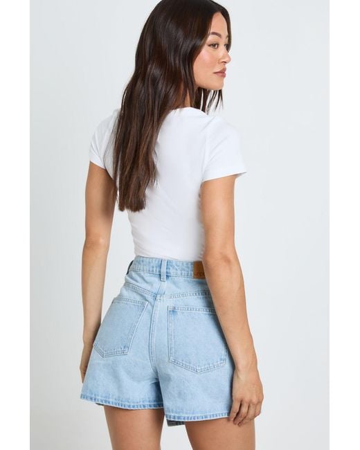 Boohoo Blue Tall Wrap Front Denim Skort