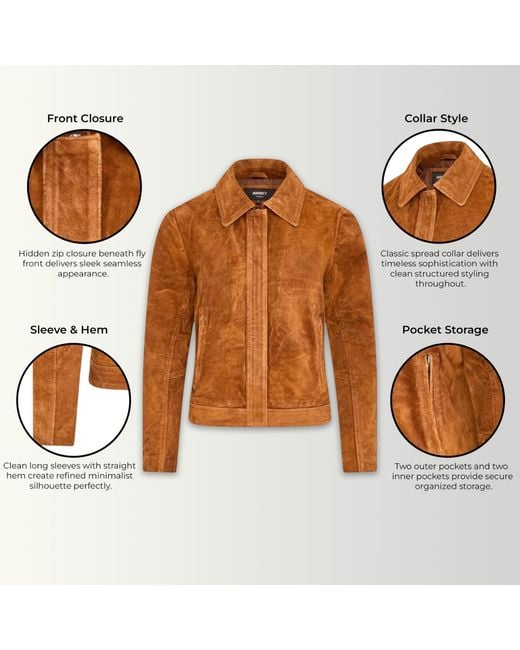 Infinity Leather Brown Suede Bomber Blouson Jacket
