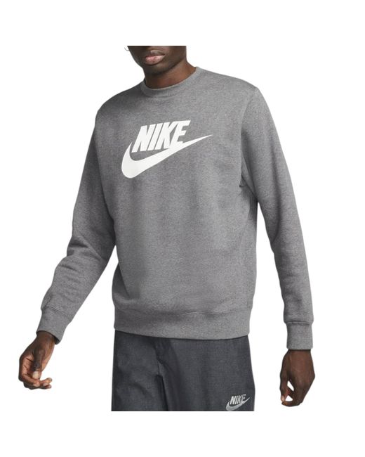 Nike Gray Dq4912 Sweatshirt Sportswear Club Fleece Crew Neck Pullover Jumper New for men