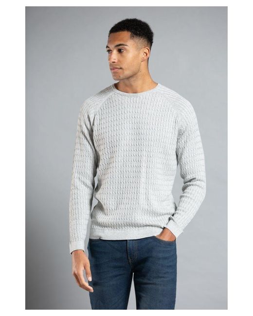 Nines Light Grey Cotton Long Sleeve Crew Neck Knitted Jumper in Grey for  Men | Lyst UK