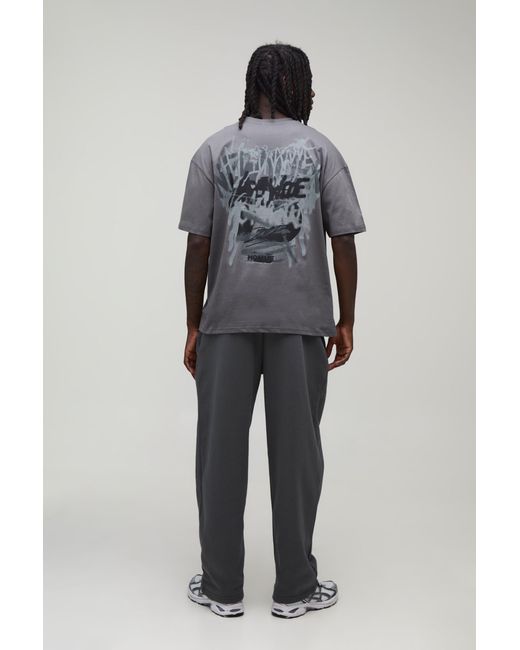 BoohooMAN Black Essential Baggy Script Jogger for men