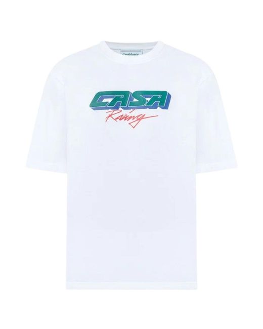 Casablanca White 3D Printed Oversized Tee Casa Racing T-Shirt for men