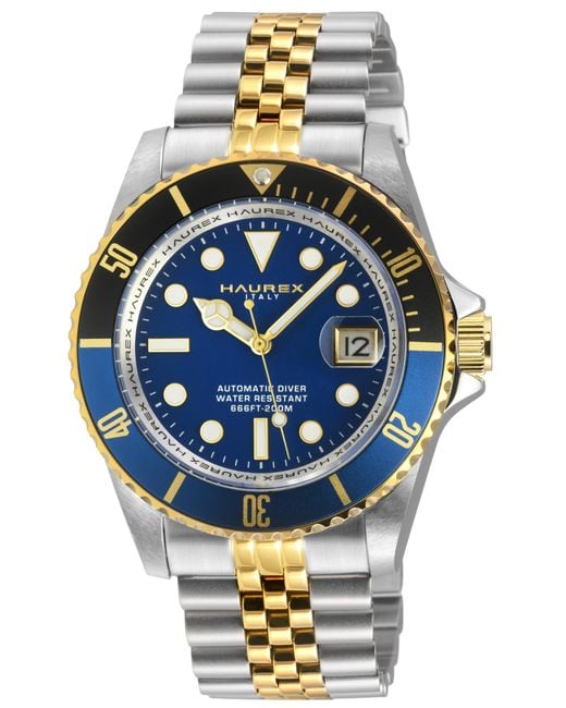 Haurex Italy Gray Eterno Bezel Dial Two Toned Stainless Steel Watch for men