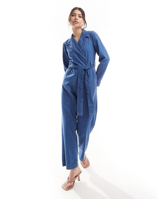 Nobody's Child Blue Penrith Wrap Denim Jumpsuit
