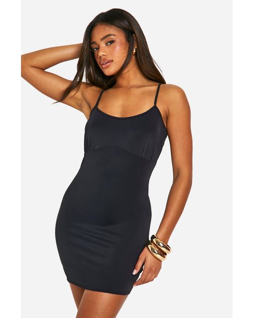 Boohoo Blue Premium Matt Slinky Seam Detail Mini Dress