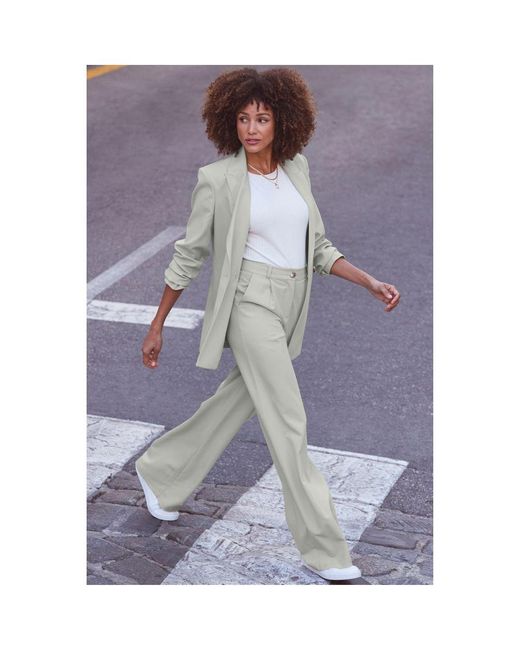Sosandar Gray Mint Relaxed Fit Double Breasted Blazer