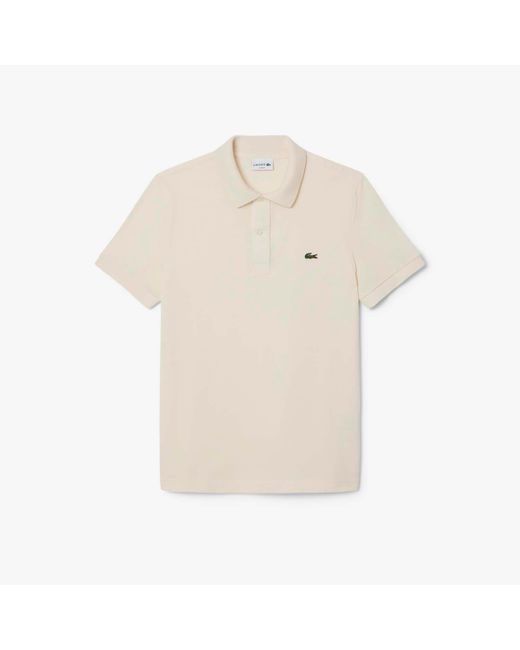 Lacoste Slim Fit L.12.12 Piqué Poloshirt In Crème in het Natural voor heren
