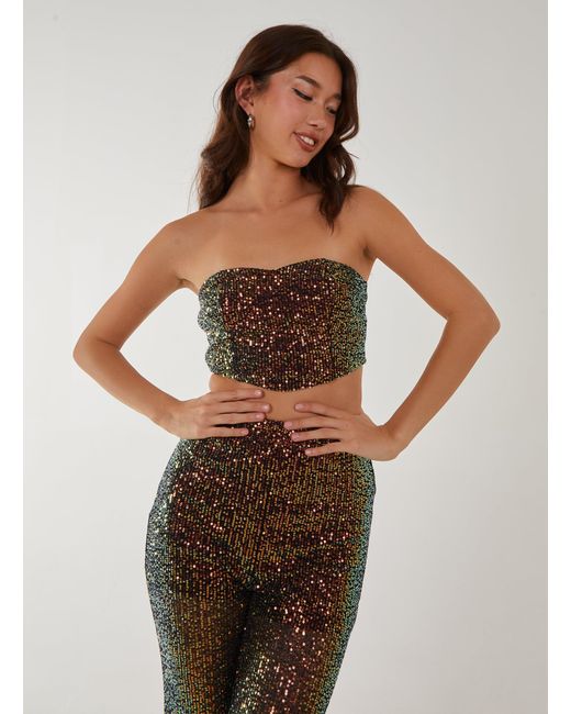 Pink Vanilla Brown Sequin Corset Top