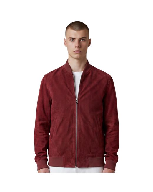 Infinity Leather Red Goat Suede Ma-1 Bomber Jacket-Antalya for men