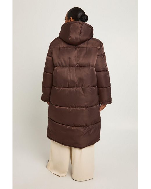 Boohoo Brown Plus Longline Puffer Jacket