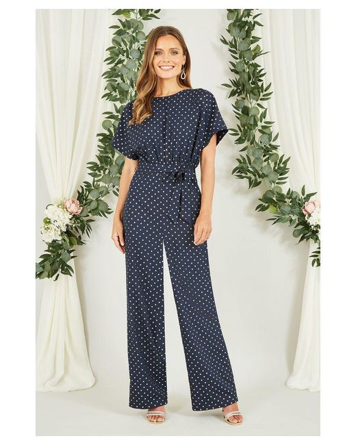 Mela London Blue Spot Batwing Jumpsuit
