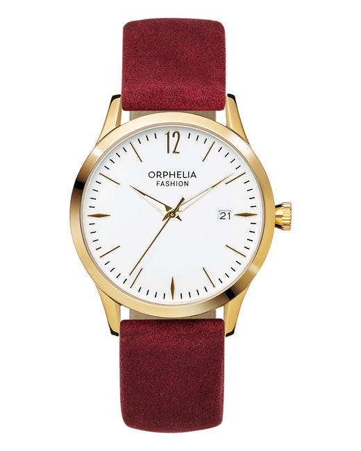 Orphelia Red Fashion Suede Watch Of711701 Leather