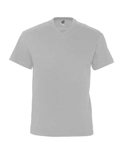 Sol's Gray Victory V Neck Short Sleeve T-Shirt Marl) Cotton for men