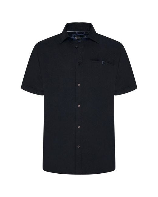 KAM Jeanswear Black Kam Plus Size Stretch Shirt Button Up Short Sleeve for men