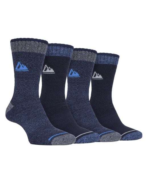Storm Bloc Blue 4 Pairs Cushion Sole Hiking Work Boot Socks for men