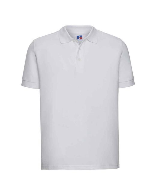 Russell White Ultimate Cotton Pique Polo Shirt for men