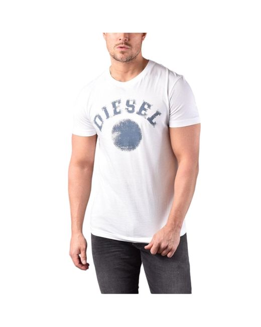 DIESEL White T-Diegor T Shirts Chalk Logo Cotton Tee for men