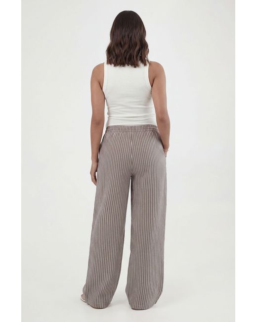 Boohoo Brown Maternity Woven Stripe Elasticated Waist Wide Leg Trouser