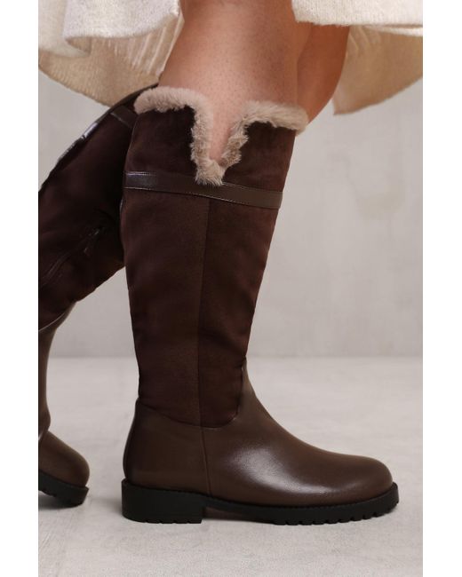 SACFOF Women's Extra Wide Calf Pull On Side Zipper Knee High Boots Chunky Low Heel Round Toe Wide Width Riding Boots | Knee-High