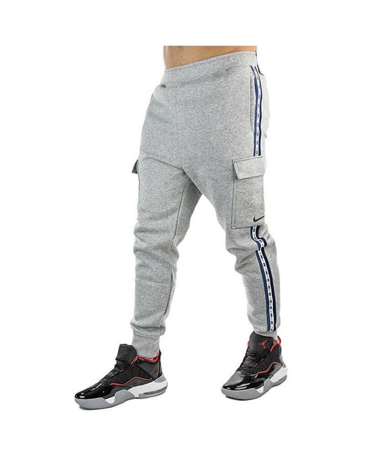 Nike Gray Repeat Tape Fleece Joggers for men