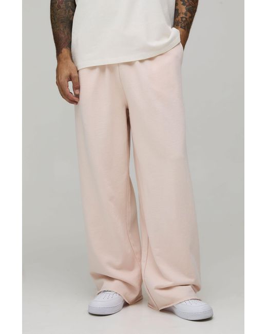 BoohooMAN Pink Wide Leg Raw Edge Jogger for men