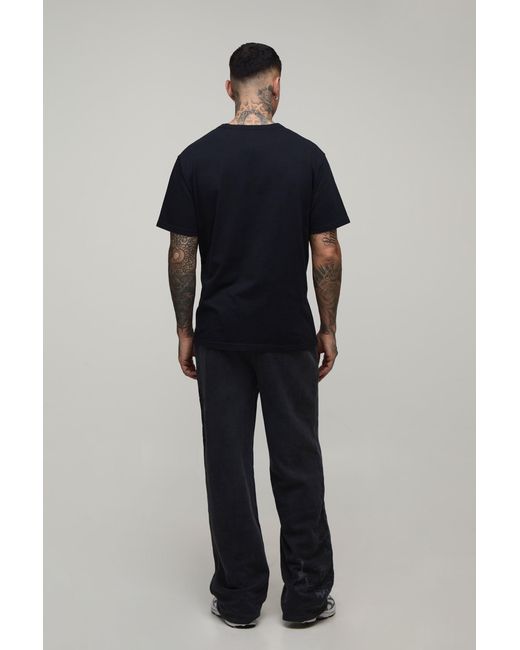 BoohooMAN Black Tall Wide Leg Gothic Washed Jogger for men