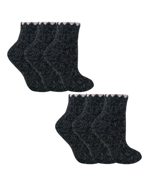 Sock Snob Black 6 Pairs Ladies Short Alpaca Wool Moisture Wicking Socks