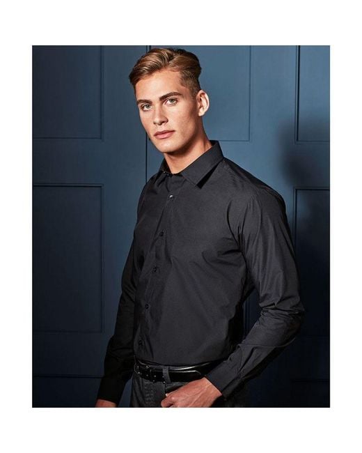 PREMIER Black Supreme Heavier Weight Poplin Long Sleeve Work Shirt for men